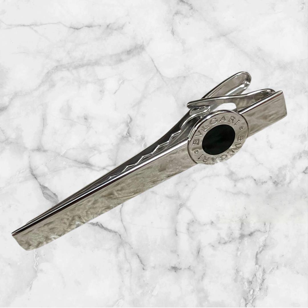 【美品】BVLGARI ブルガリ　ネクタイピン　オニキス　シルバー　箱付き