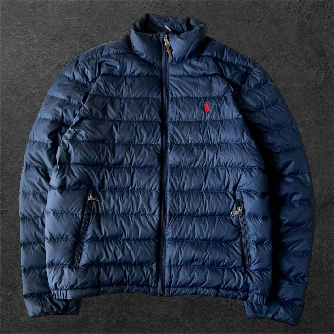 美品 Polo Ralph Lauren ライトダウンジャケット ネイビー 刺繍