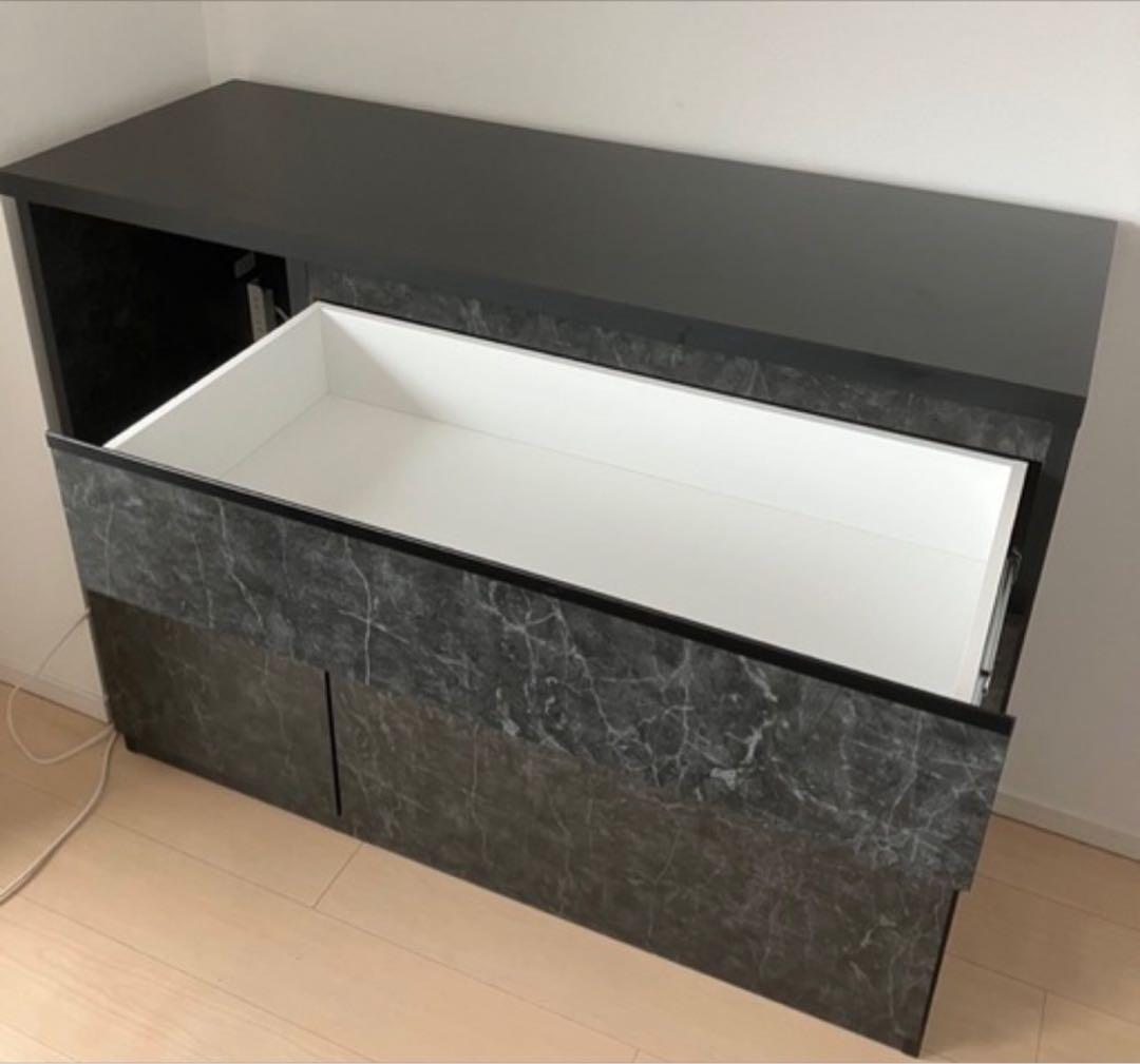 【パンダページ】 ▪️BLACK大理石調キッチンカウンター 【120】▪️