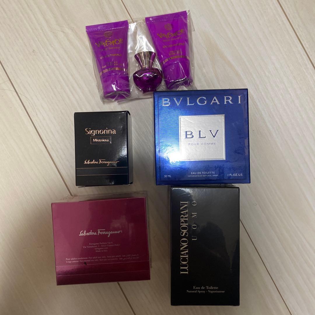 香水　詰合せ　ブルガリ　ヴェルサーチ　フェラガモ　ルチアーノ