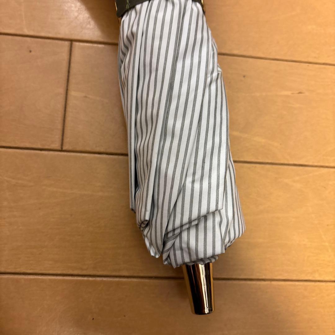 ラルフローレン カーキ ストライプ日傘ハンドル レース付き