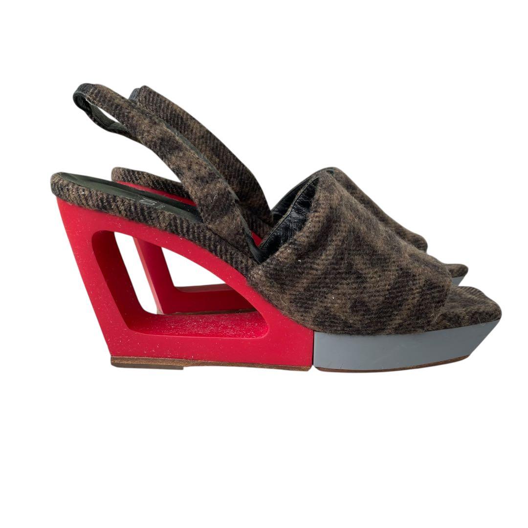 FENDI フェンディ 厚底サンダル ミュール ズッカ柄　36.5 24cm