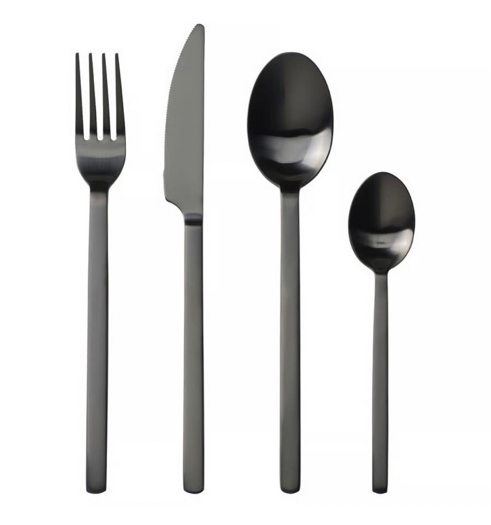 m*様 IKEA ストックホルム 2025 カトラリー24点セット, ブラック