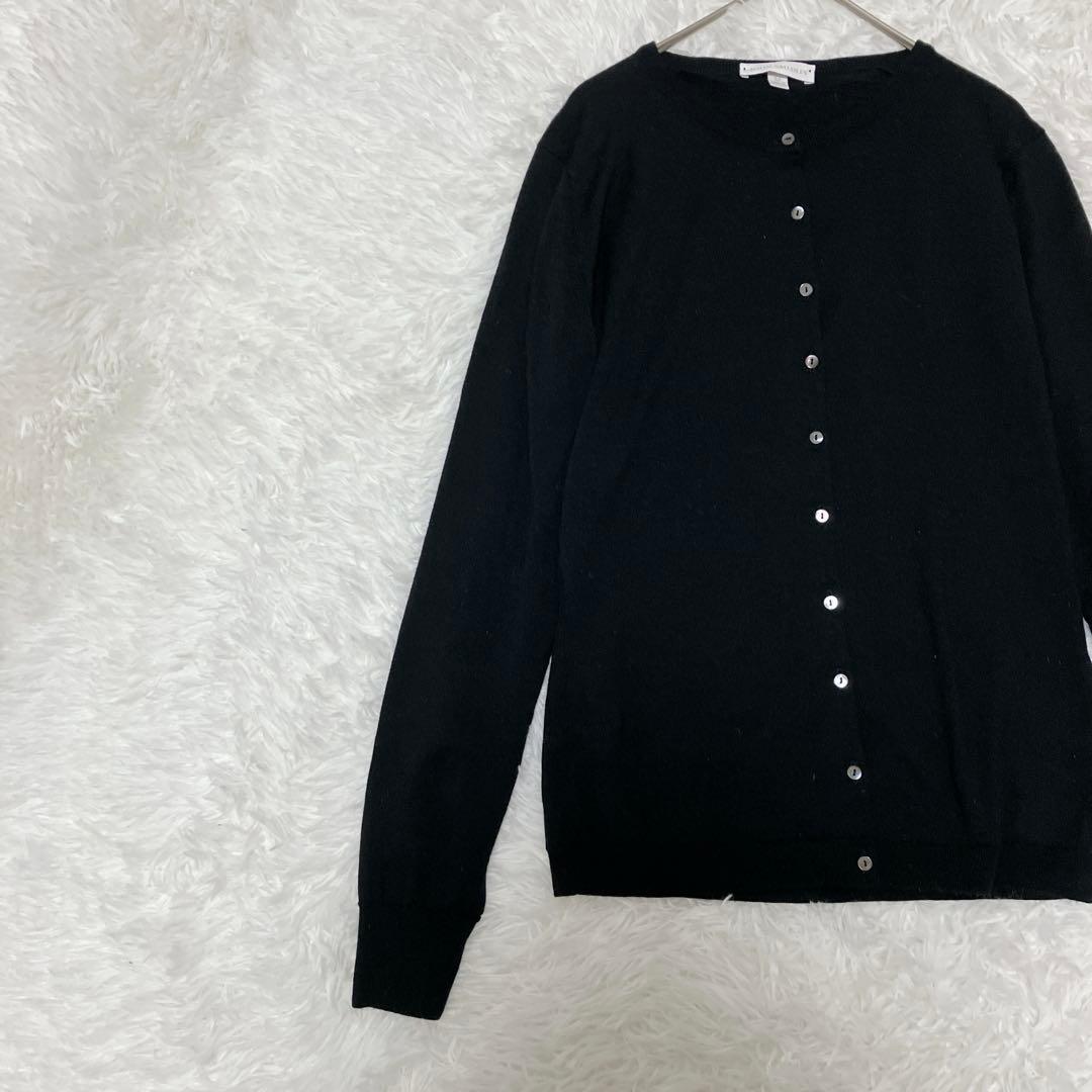 美品 ジョンスメドレー　メリノウール100% ブラック カーディガン M 黒