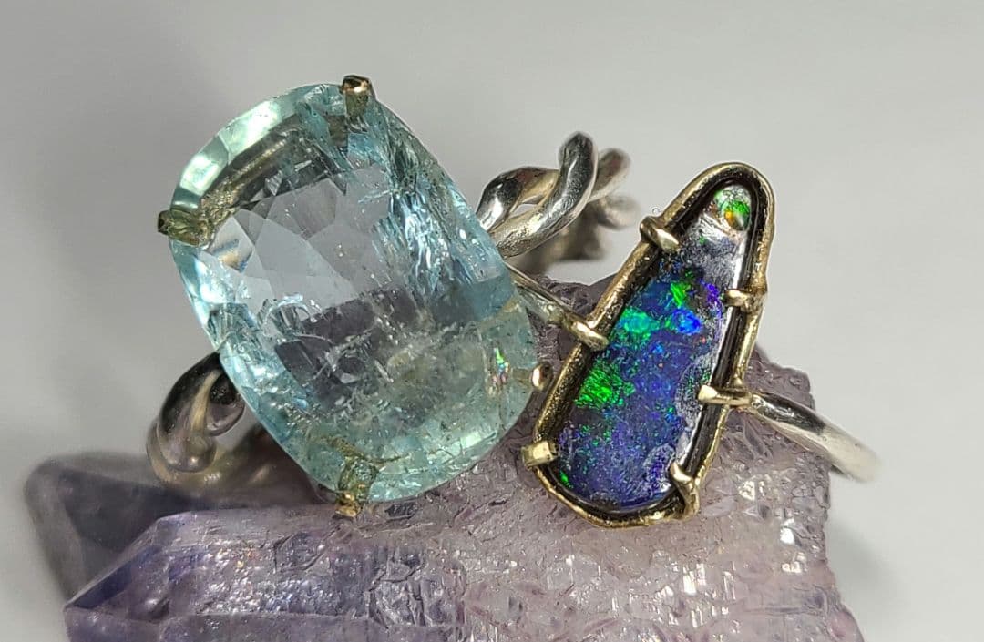 ミラノレインボーインクル入り★非加熱アクアマリン★オーダー