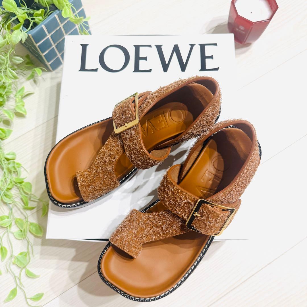 LOEWE ロエベ イーズ　スエードレザー　ヒールサンダル　ブラウン