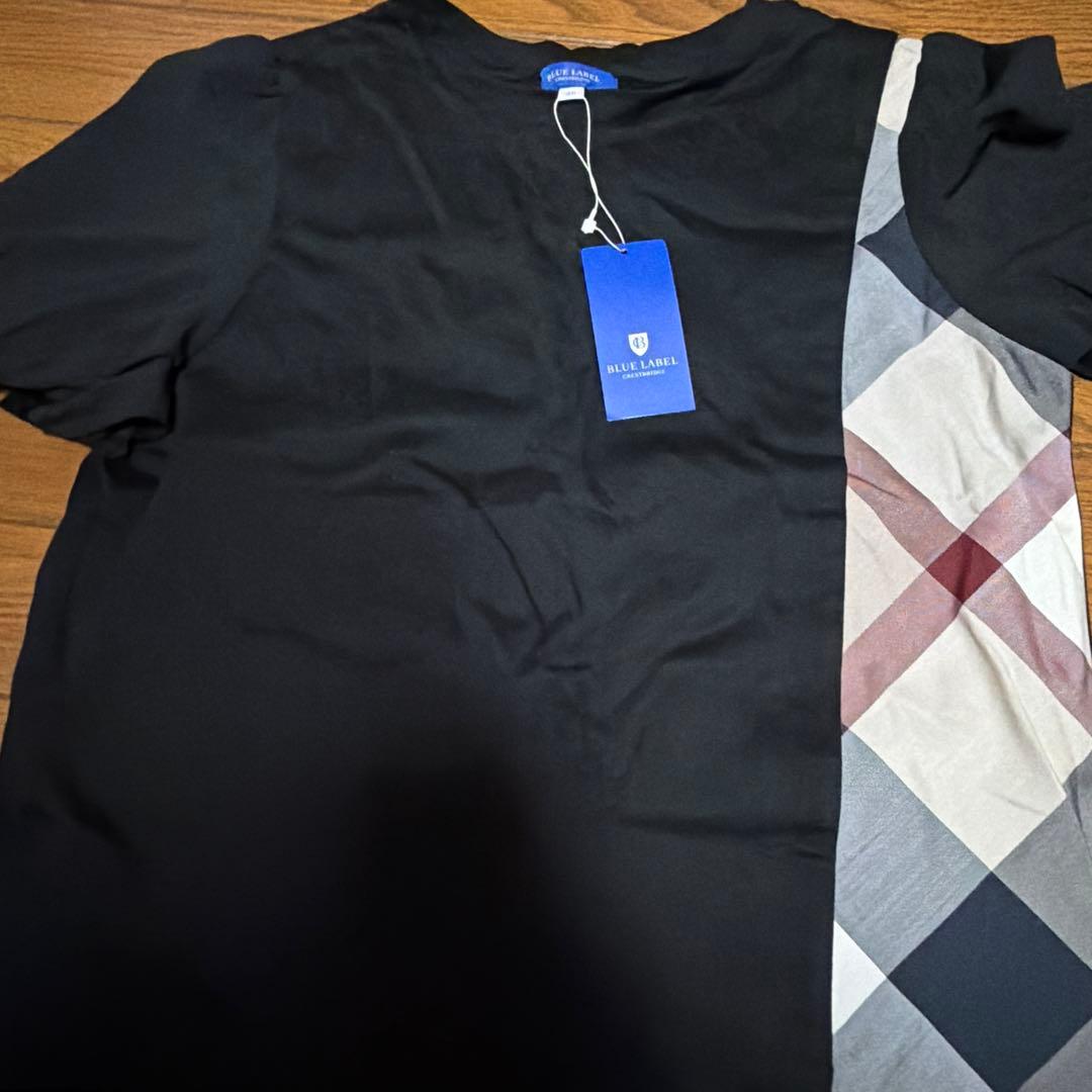ブルーレーベル　半袖Tシャツ 黒 チェック柄