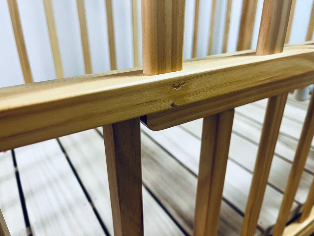 KATOJIベビーベッド(レギュラーサイズ　ナチュラル　ハイタイプ　収納あり)