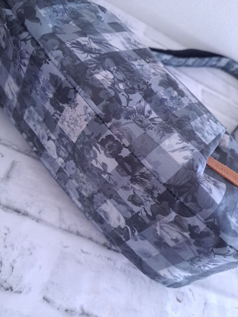 持ち手別売り　リバティ　ラミネート　アーカイブギンガム　グレー　横長ショルダー