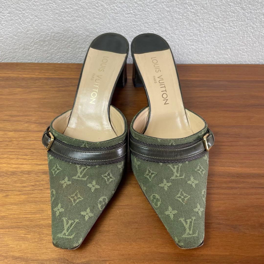 【良品】LOUIS VUITTON★ミュール　モノグラム　ベルト　キャンパス