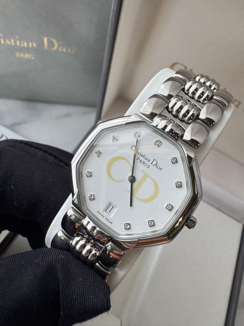 【希少美品✨】Christian Dior 11石ダイヤモンド クォーツ腕時計