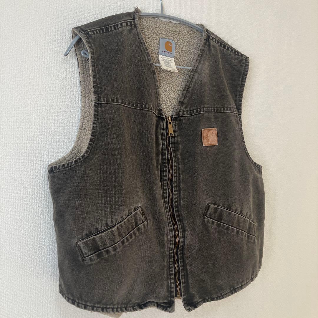 アメリカ製 Carhartt ダックベスト ブラウン Lサイズ