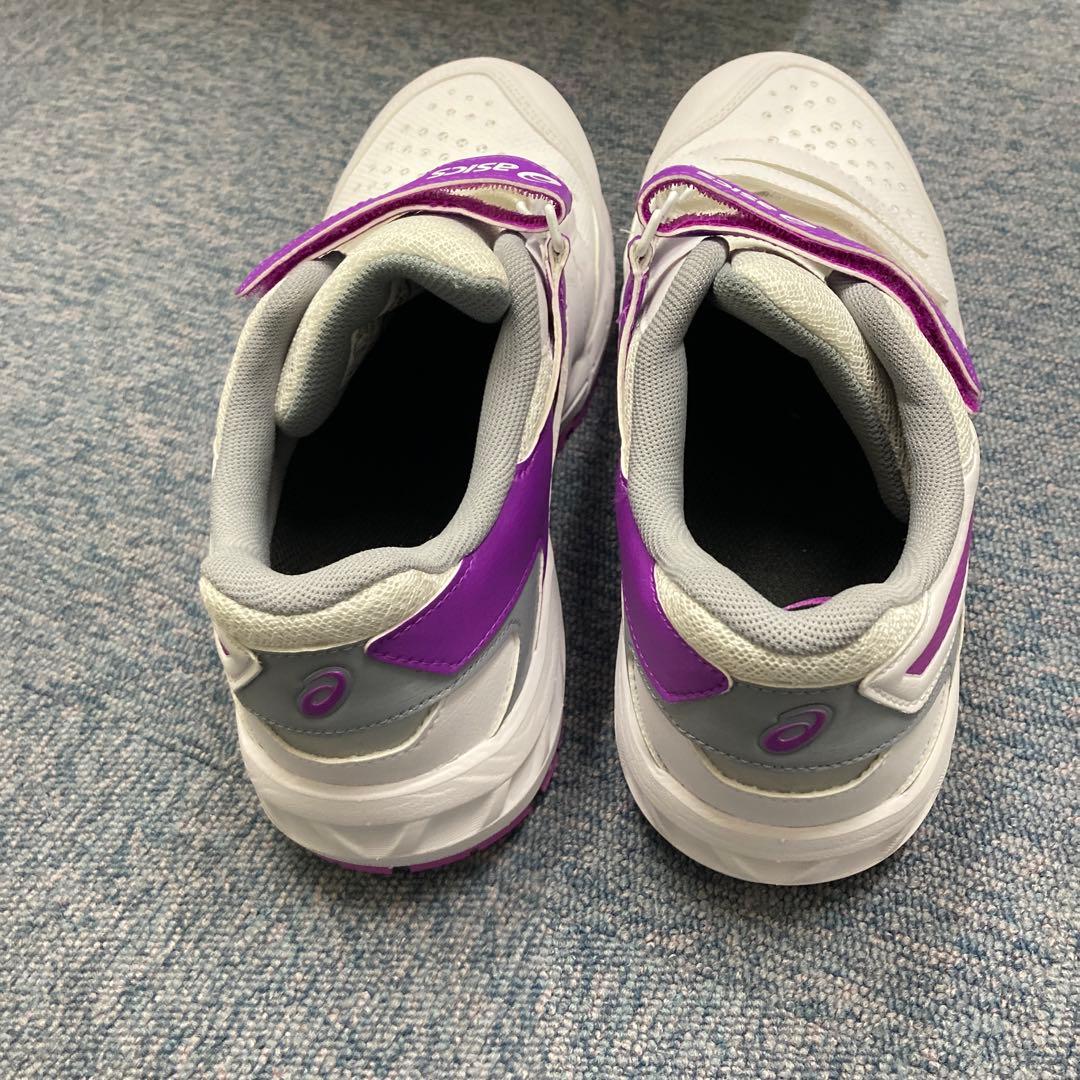 asics 安全靴 ホワイト/パープル ベルト式