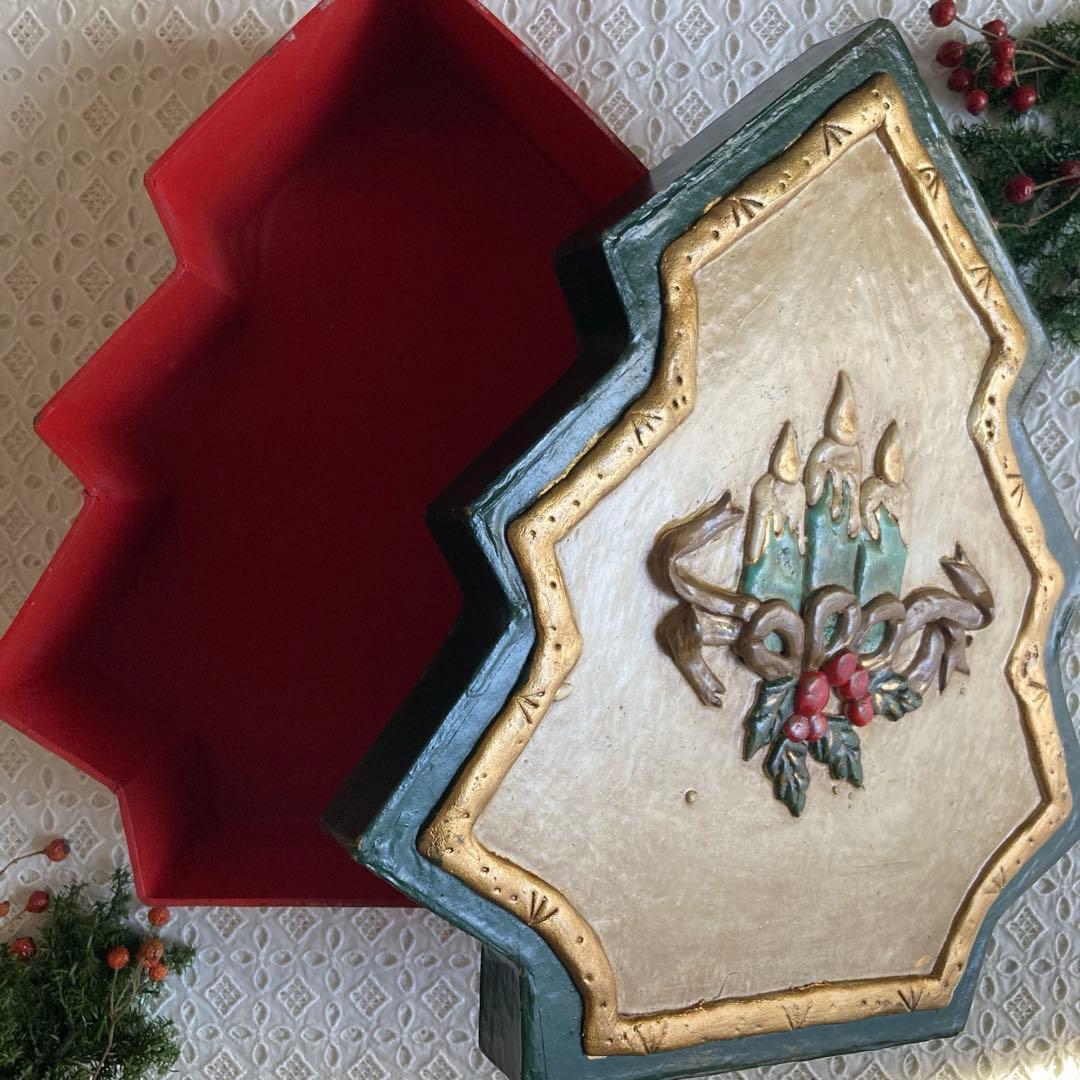 ツリー型ボックス入りアンティークガラスクリスマスオーナメント18個セット【A】大