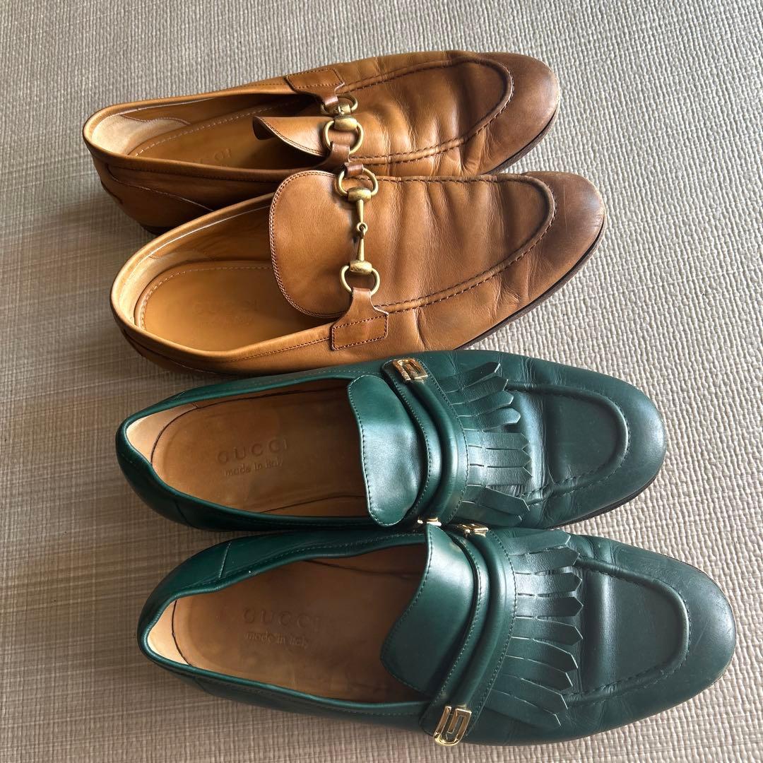 Gucci ローファー 2足セット ブラウン グリーン最終値下げ早い者勝ちです