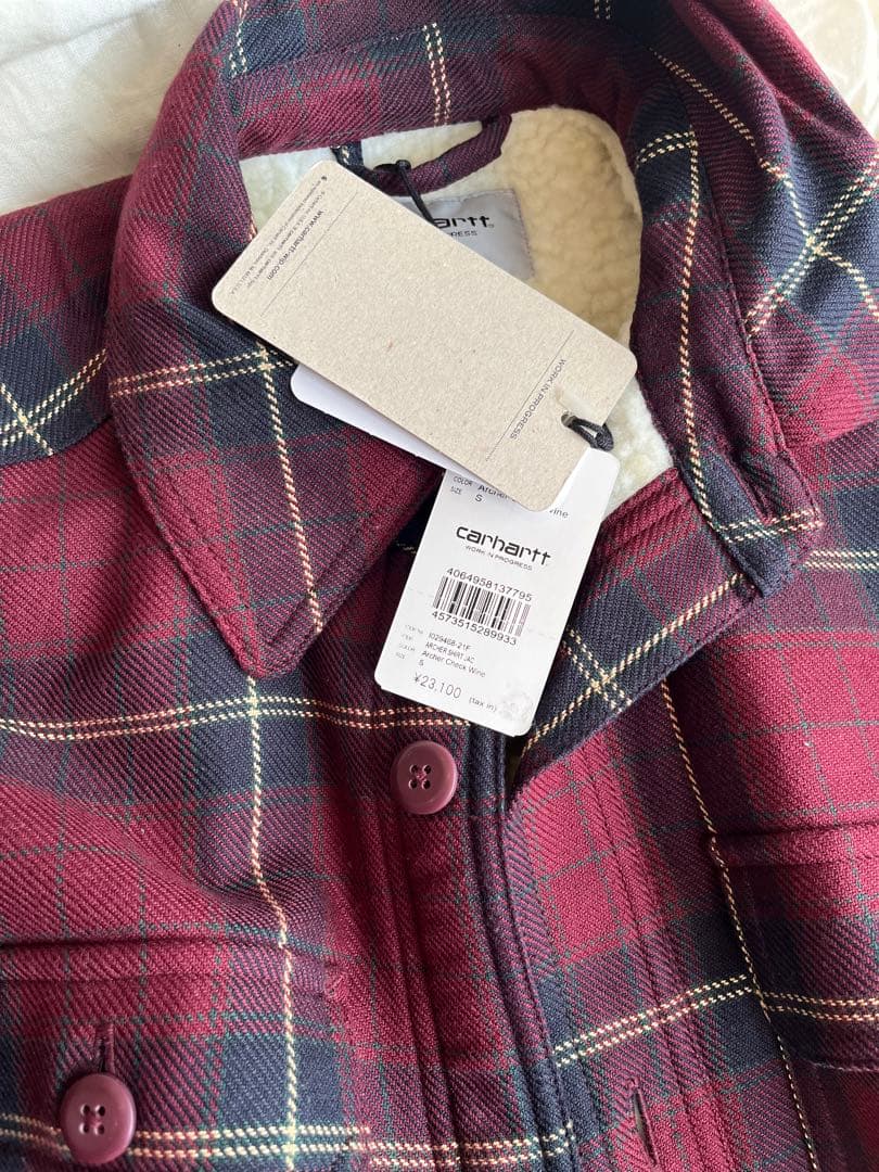 Carhartt バーガンディ チェックジャケット s