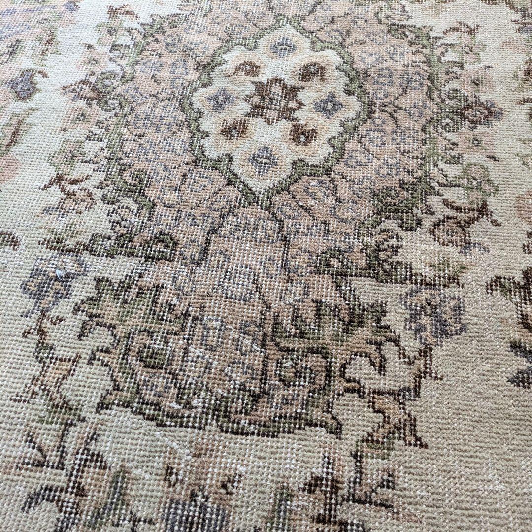 108×210 メダリオン　やわらかピンク×ベージュ　トルコヴィンテージラグ