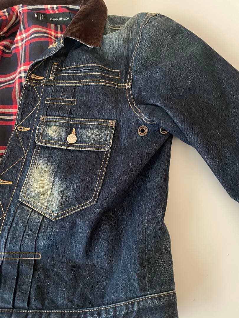 DSQUARED 2デニムジャケット コーデュロイ襟、裏地付き　サイズ50