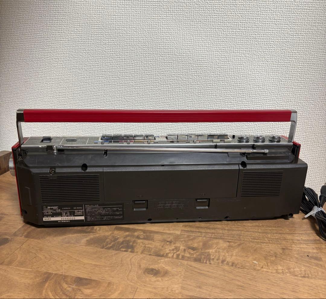 ✨正常作動✨SHARP QT77レッド ラジカセ カセットプレーヤー