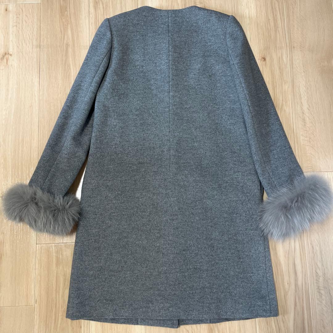 ✨極美品✨Début de Fioreさえこさんコートファー&ブローチ付きグレー