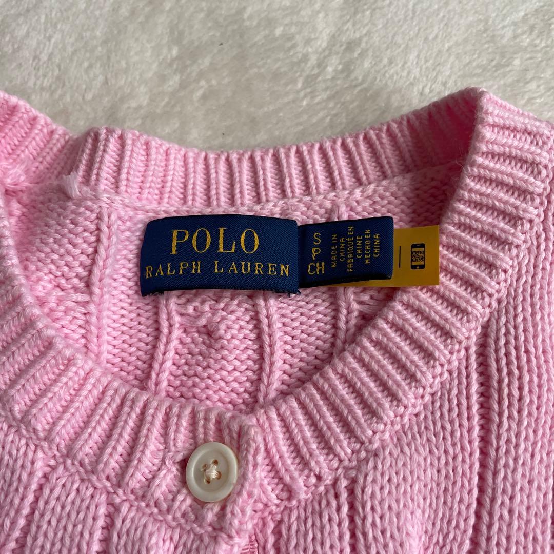 ポロラルフローレン太ケーブルコットンカーディガン大人気カラーピンク