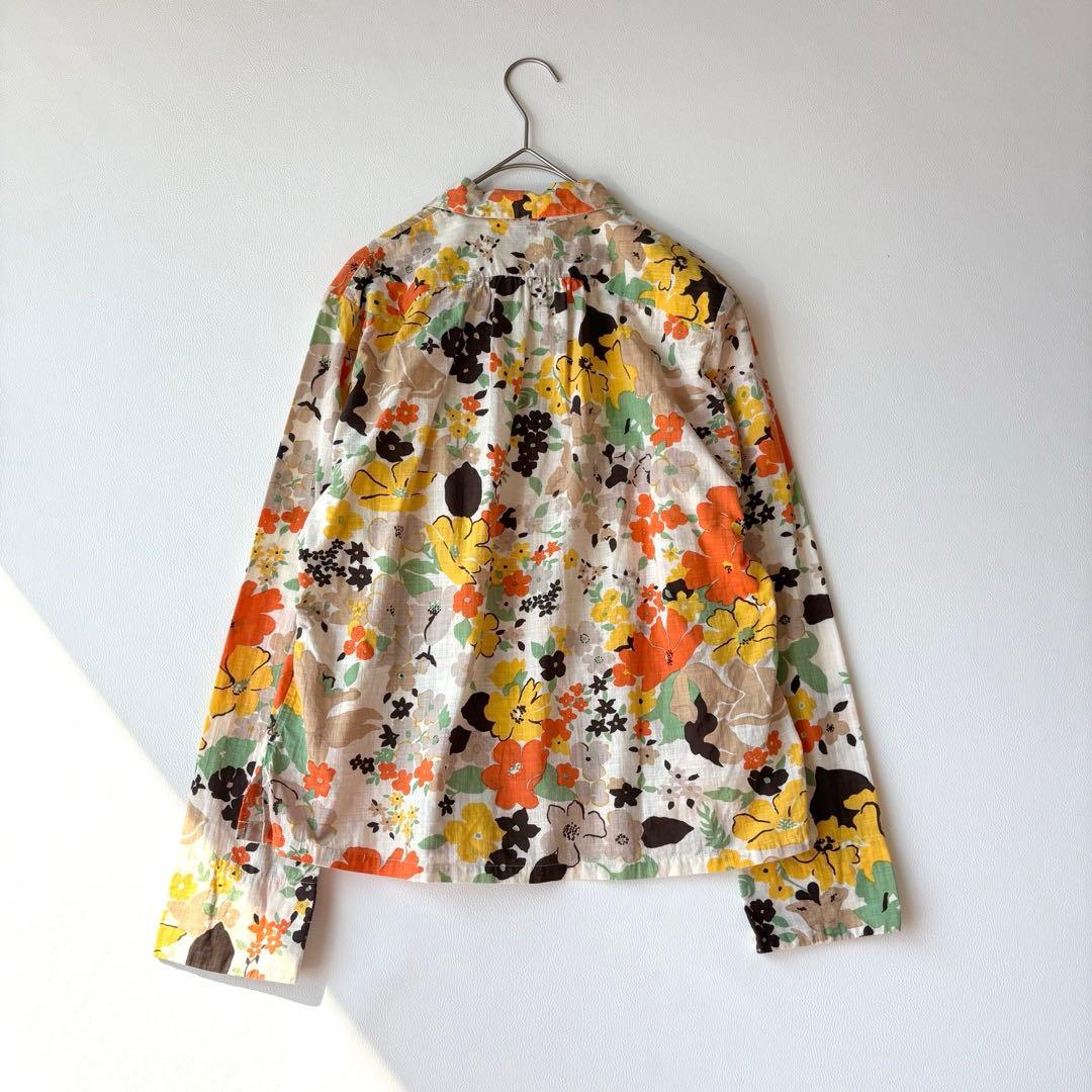45rpm 長袖ブラウス　チュニック　花柄　マルチカラー　リボン　コットン100