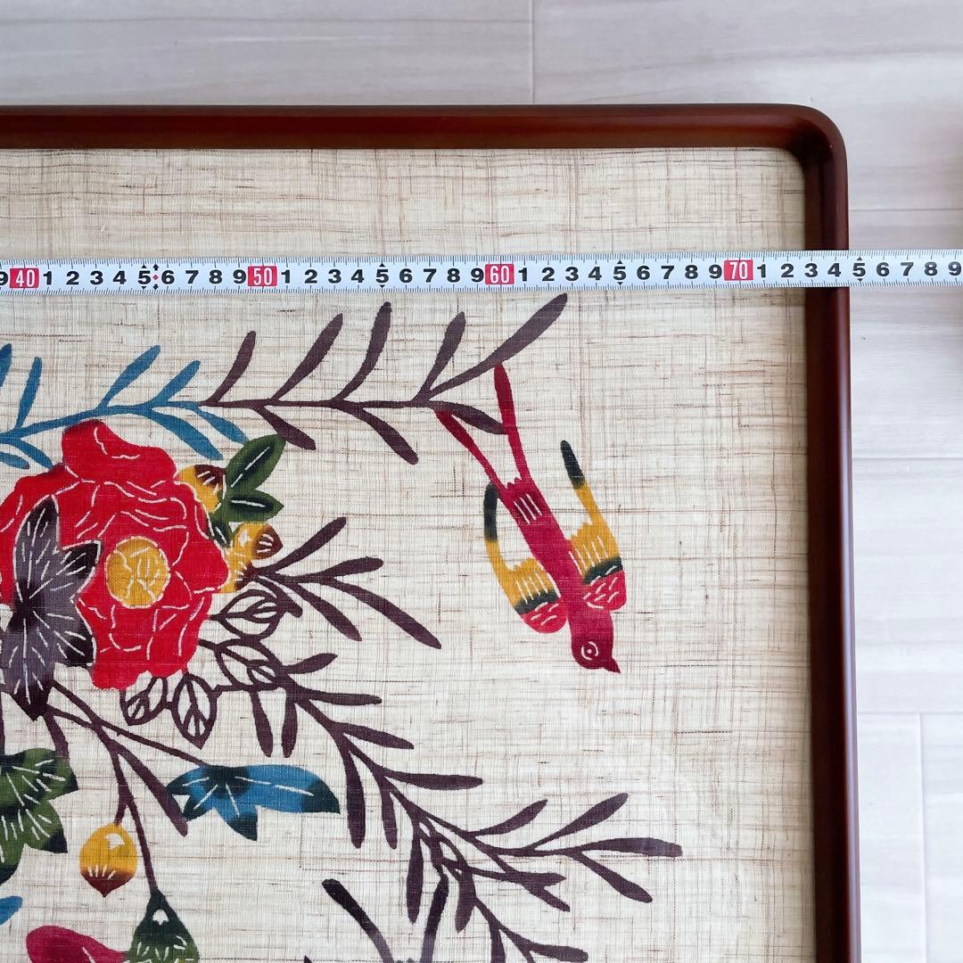 琉球紅型 びんがた 額入り 花籠と燕 沖縄 染物 インテリア