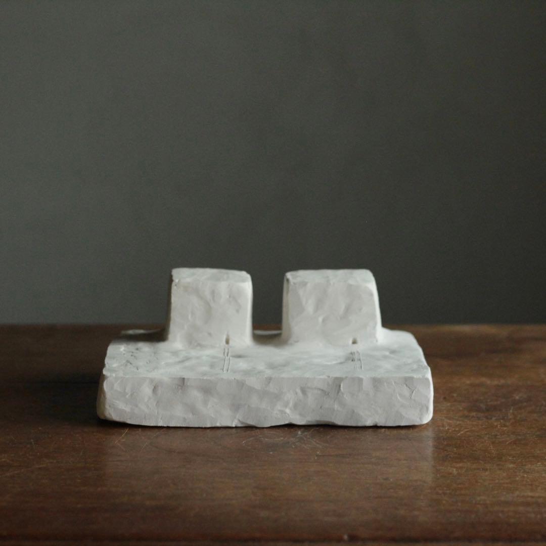 石塑粘土 立体作品 ２つの建物 現代美術 sculpture