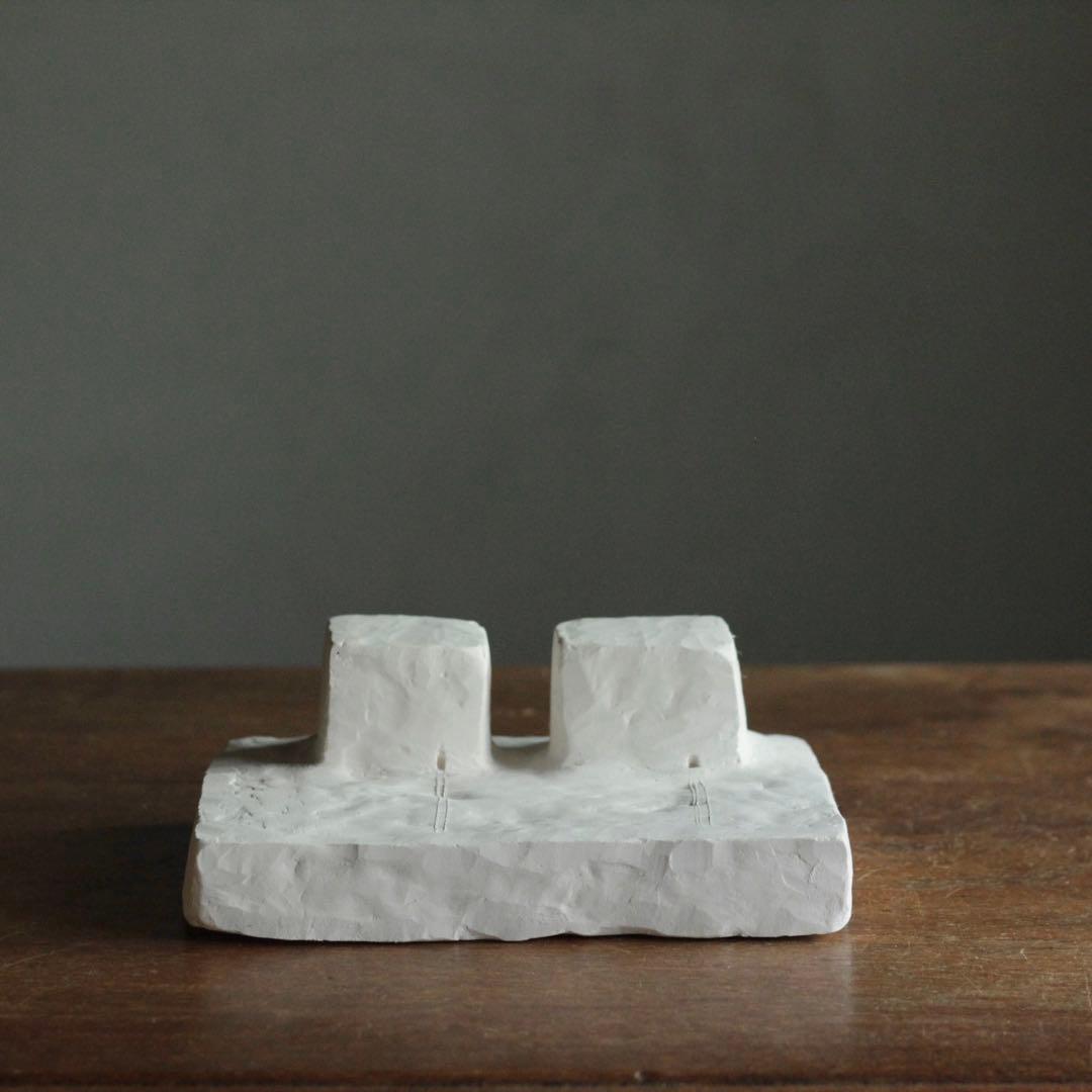 石塑粘土 立体作品 ２つの建物 現代美術 sculpture