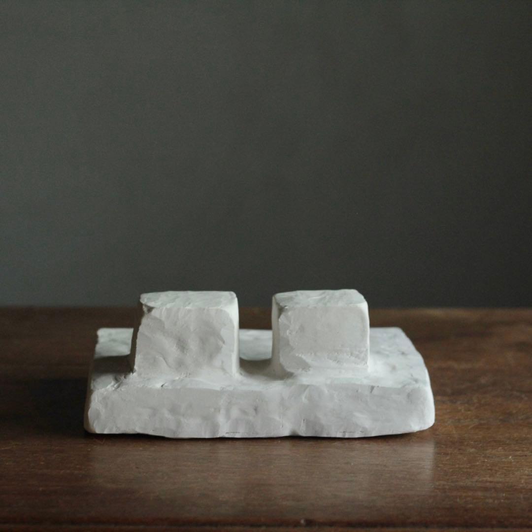 石塑粘土 立体作品 ２つの建物 現代美術 sculpture