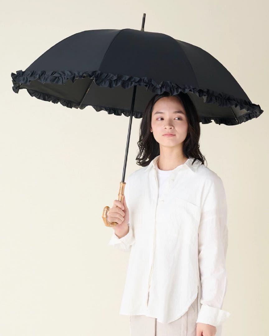 SUN BARRIER 100 長傘 Mサイズ フリル　サンバリア