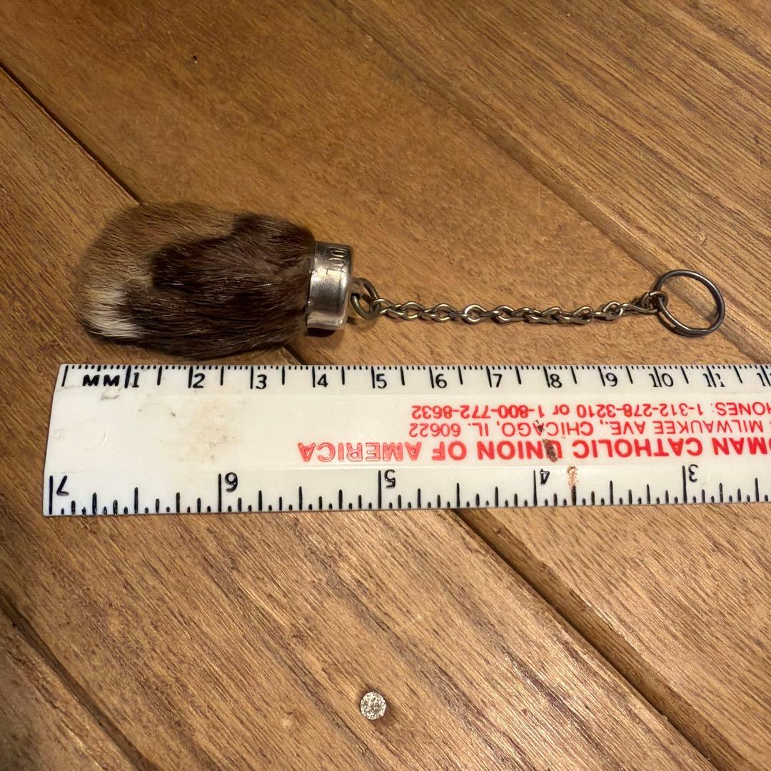 USA製 ビンテージラビットフットキーチェーン ラッキーチャーム　アメリカ　茶