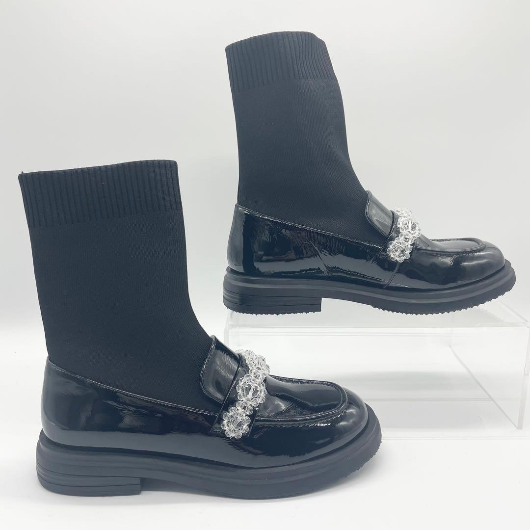 【極美品】STACCATO スタッカート フローラローファーコンビブーツ 黒