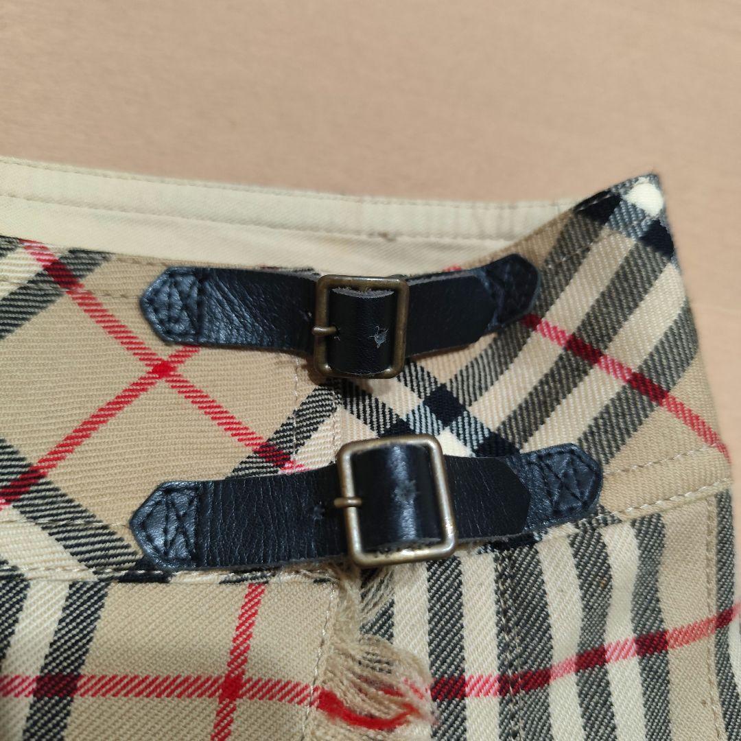バーバリー ロンドン ノバチェック ベルト バックプリーツミニスカート 36