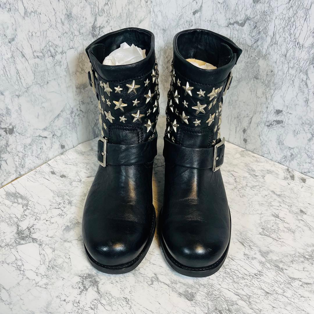 【極美品】JIMMY CHOO ジミーチュウ ブラックエンジニアブーツ 36½