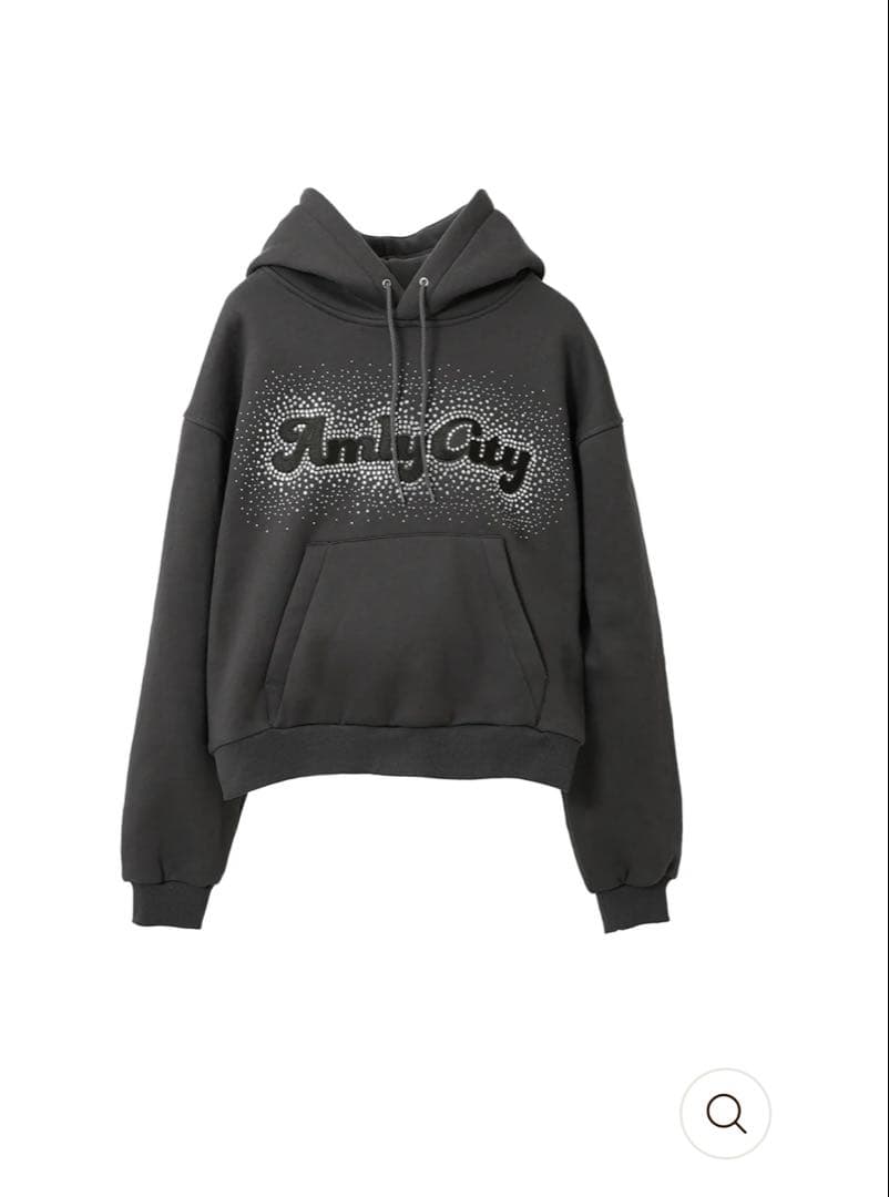 amlycityラインストーンロゴフーディー