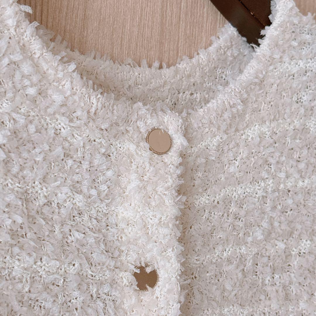 【1324】アナイ　フロッシュツイード2WAY カーディガン　アイボリー　36