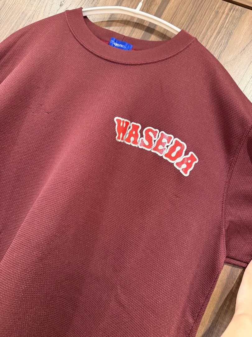 早稲田実業 WASEDA ロゴ入り バーガンディ Tシャツ