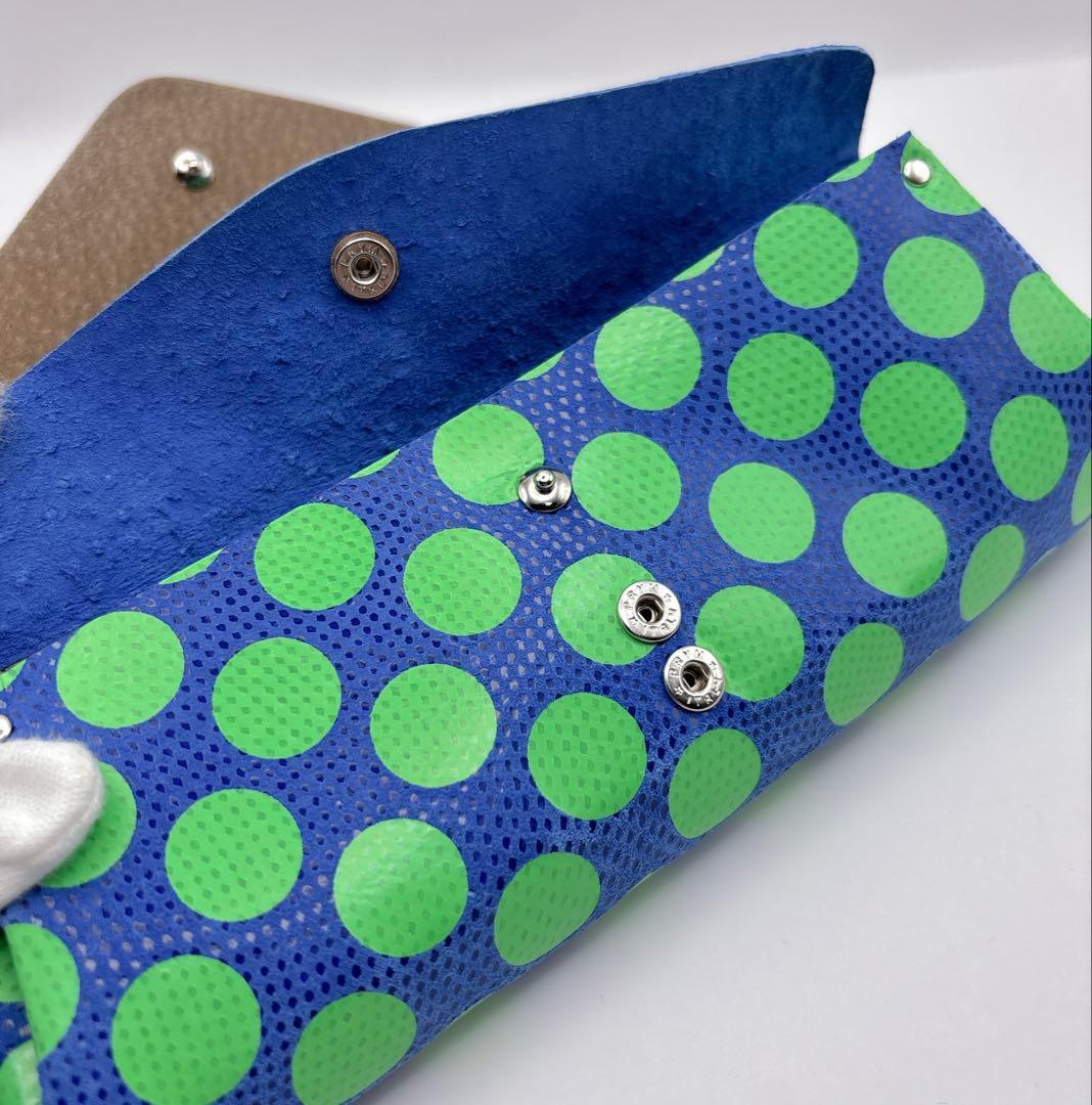 極美品 carmine カーマイン ロングウォレット 長財布 本革 ネオンドット