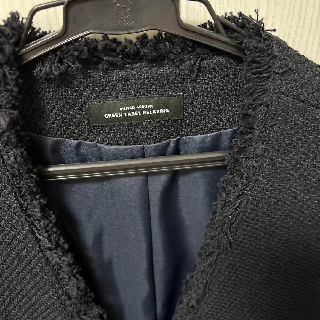 green label relaxingミックスツイードライクジレ　ネイビー