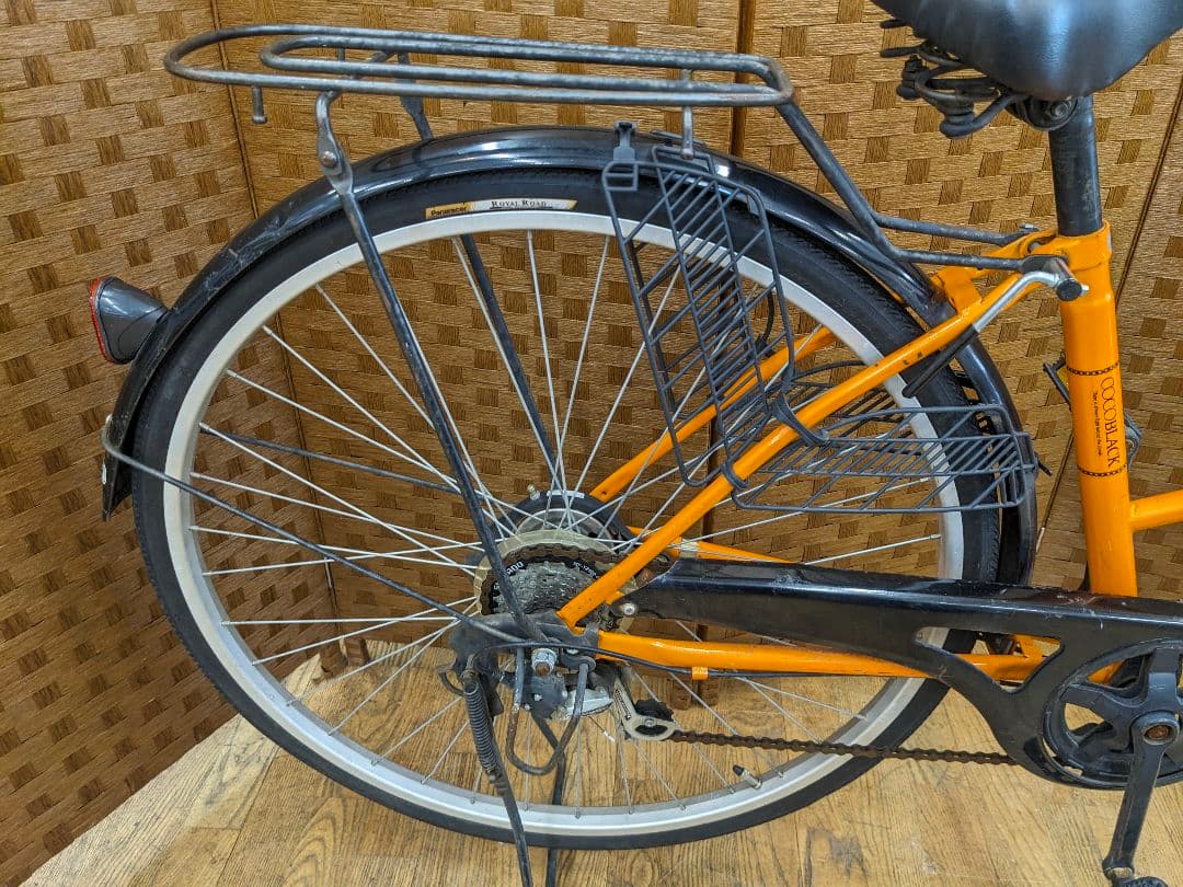 U095 普通自転車　27インチ 6段変速 LEDオートライト オレンジ