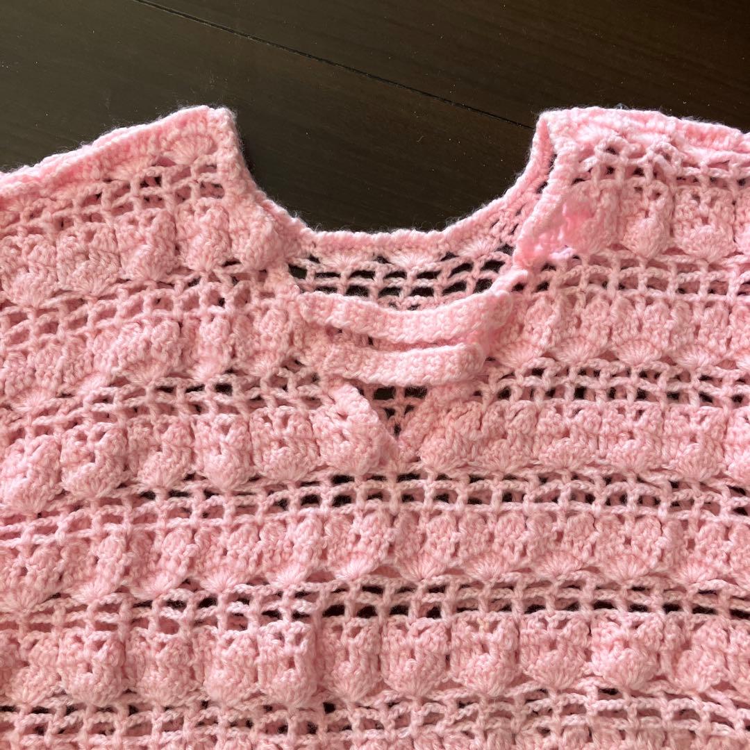 手編み風ピンクセーター