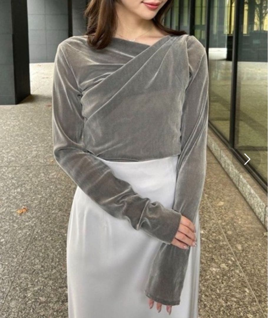 【FRAY I.D】アシメデコルテフロッキーチュールトップス