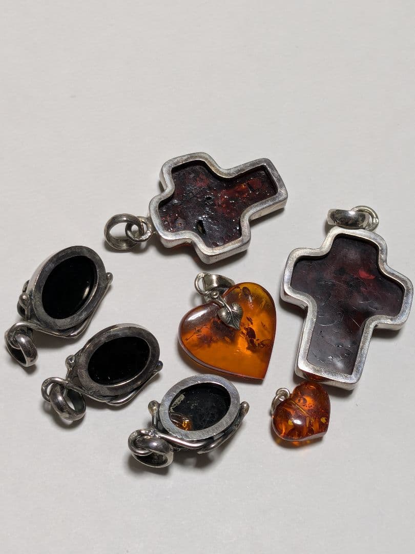 琥珀 ペンダントトップ シルバー 925 チャーム