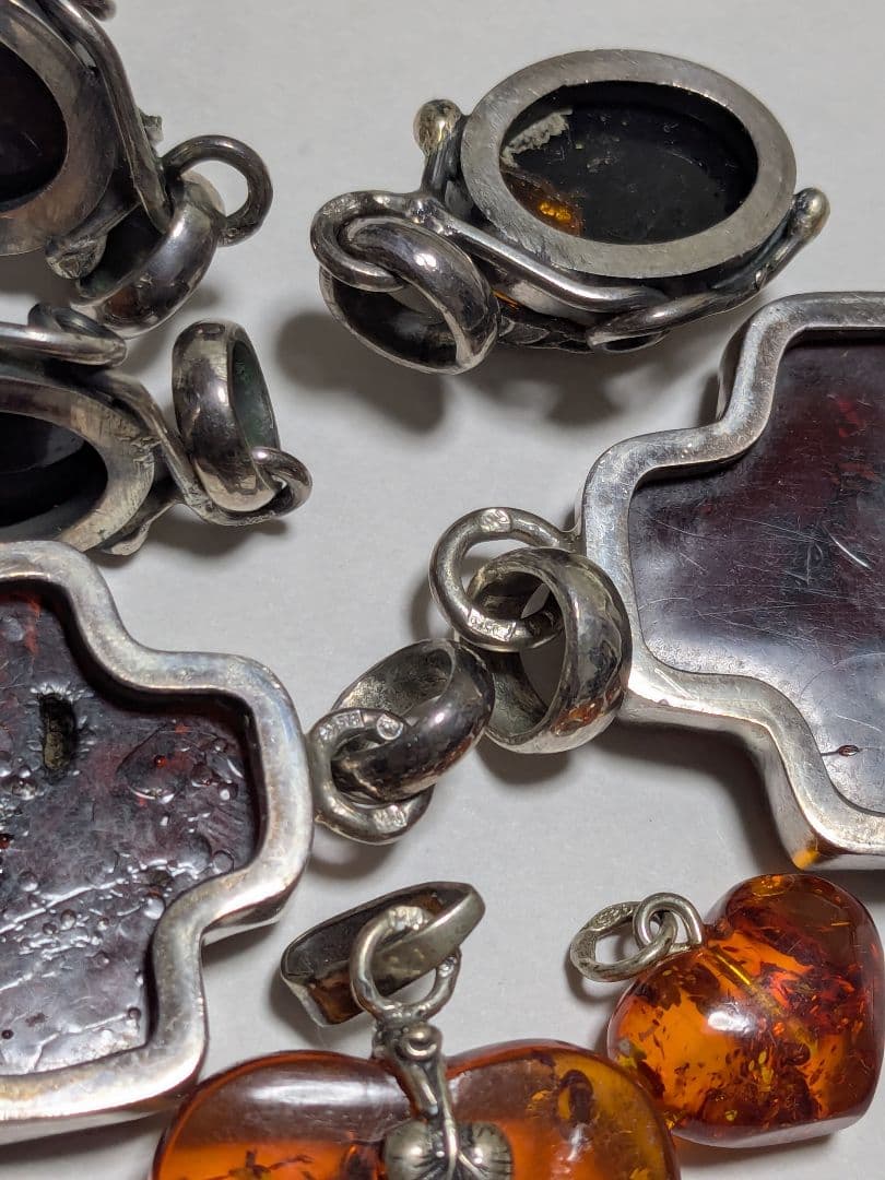 琥珀 ペンダントトップ シルバー 925 チャーム