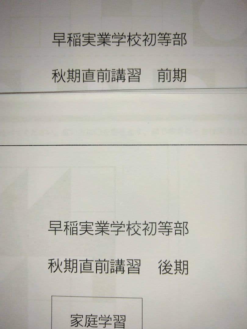 早稲田実業学校初等部　直前講習