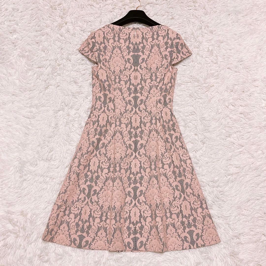 ANAYI レース ボンディング フレア ワンピース ジャガード チェック