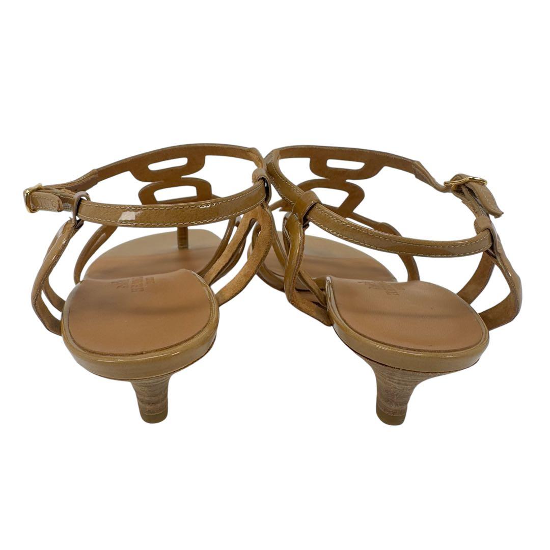 エルメス レザー×パテント 35 サンダル　BEG