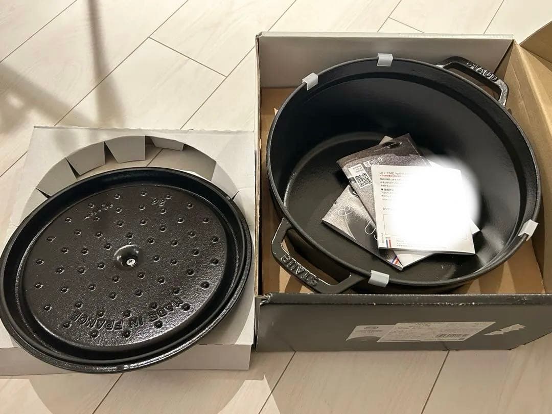 新品)STAUB 26cm 黒 スチーマーセット ピコココットラウンド