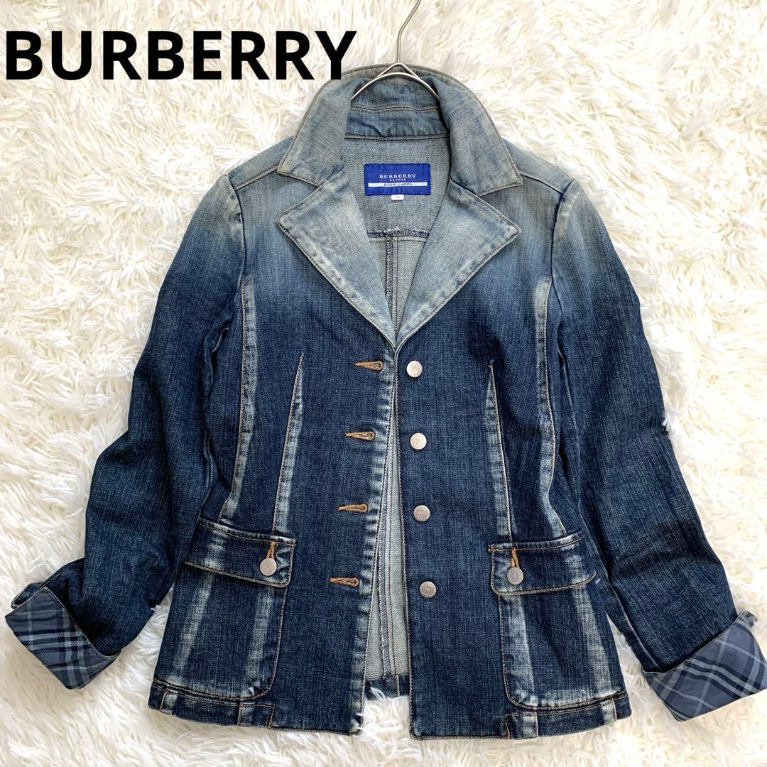 バーバリーブルーレーベル　デニムジャケット　デニムブルゾン　ウォッシュ加工　M